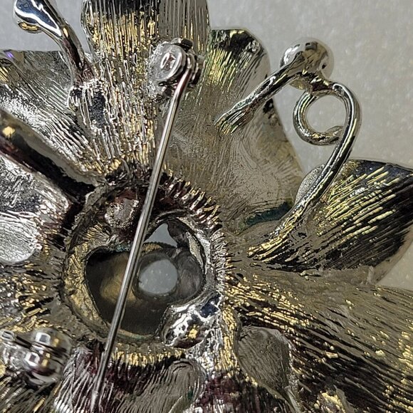 Blue Rose Enamelled Rhinestone Pendant and Brooch - Picture 9 of 10